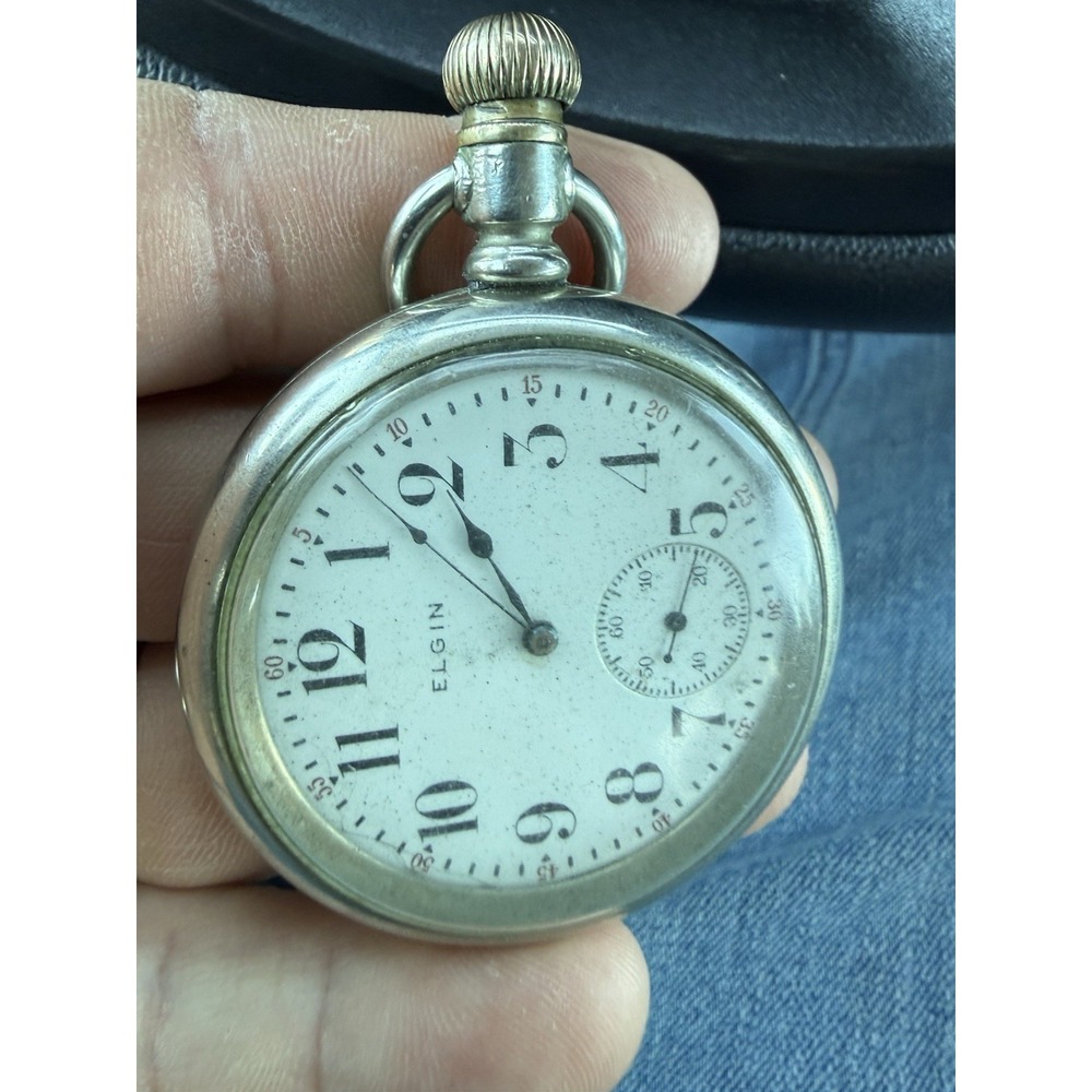 Vintage Swiss Elgin Pocket Watch Mignot Welch Co Serviced Runs Art Nouveau